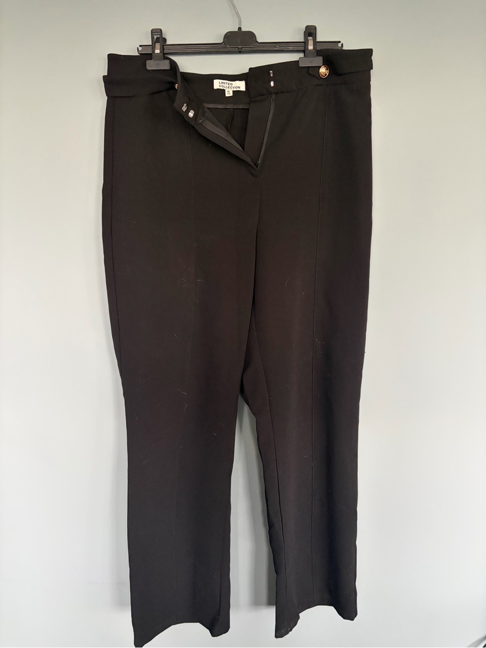 Linen Mix Black Straight-Leg Trousers